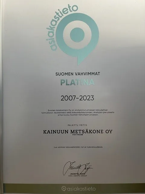 kainuun metsäkone suomen vahvimmat platina